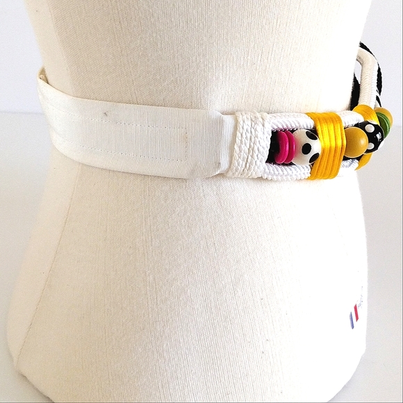 Fabulous 80s Polka Dots and Stripes Beaded Adjustable Cord Wide Belt main image 2